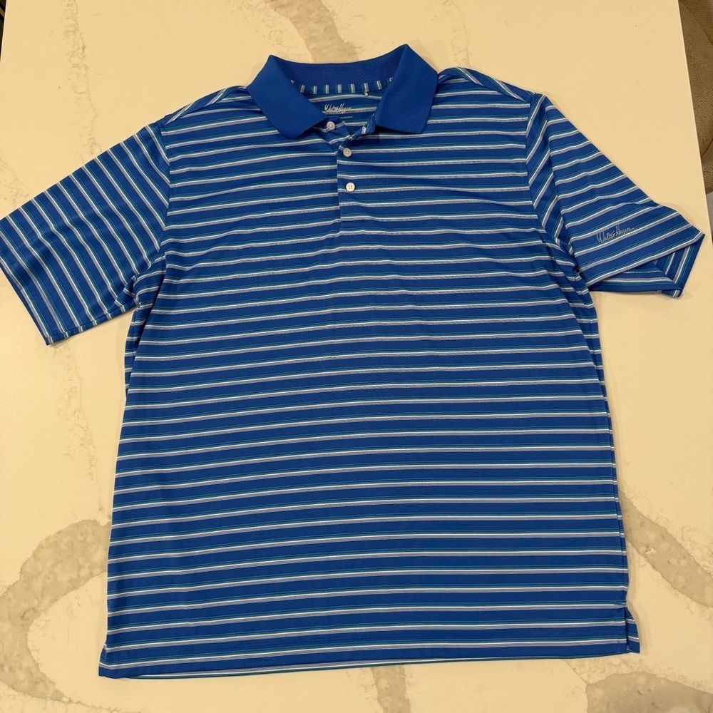 Walter Hagen Performance Golf Polo Men’s XL Blue/White Striped Athleisure Casual